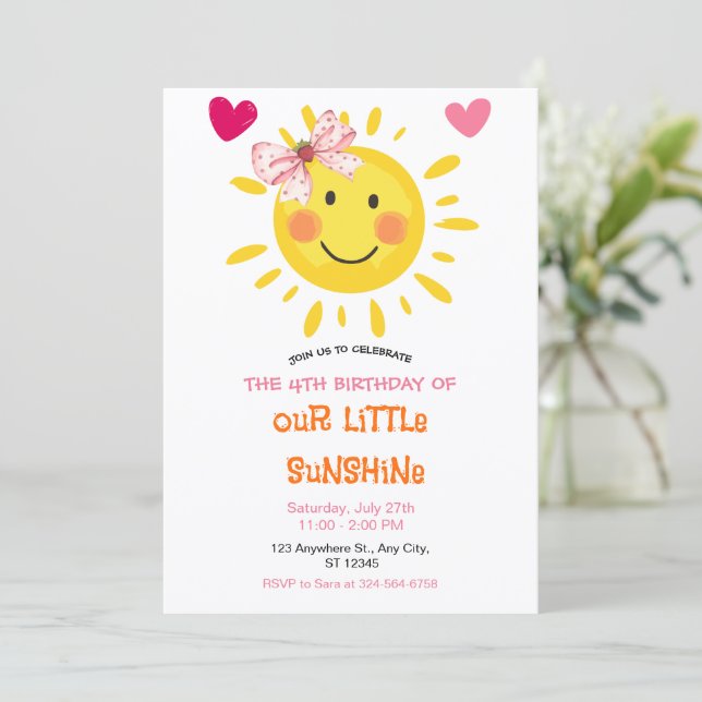 Petite Invitation d'anniversaire Sunshine Joyeux S (Debout devant)
