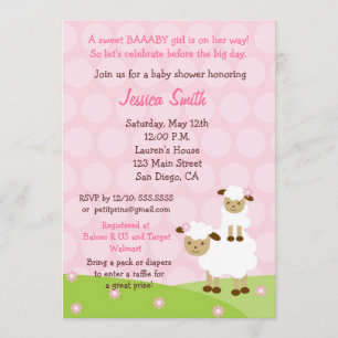 Petite invitation de baby shower d'agneau