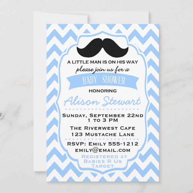 Petite invitation de baby shower de chevron de (Devant)