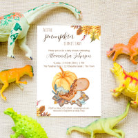 Petite invitation de baby shower de chute de dinos