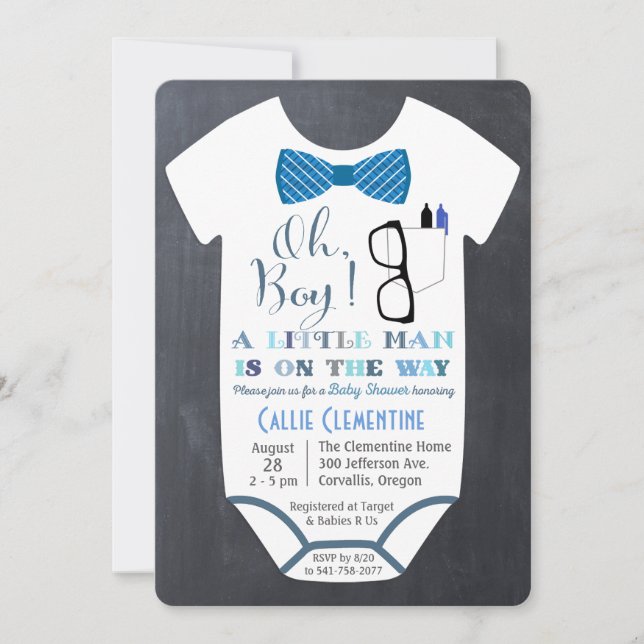 Petite invitation de baby shower de cravate d'arc (Devant)