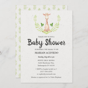 Petite invitation de baby shower de girafe