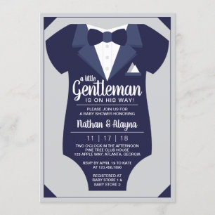 Petite invitation de baby shower de monsieur,
