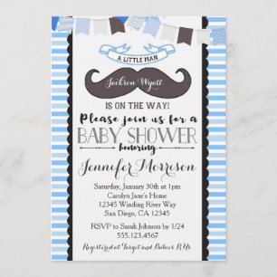 Petite invitation de baby shower de moustache