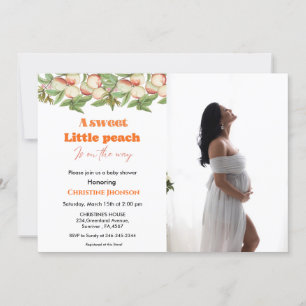 Petite invitation de baby shower de pêche douce
