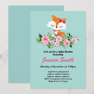 petite invitation de baby shower de renard mignon