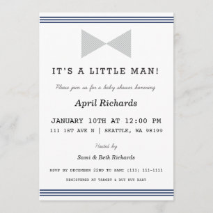 Petite invitation de baby shower d'homme