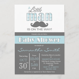 Petite invitation de baby shower d'homme