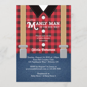 Petite invitation de baby shower d'homme, bûcheron