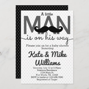 Petite invitation de baby shower d'homme de
