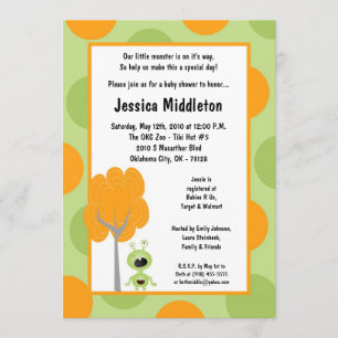 petite invitation de baby shower du monstre 5x7