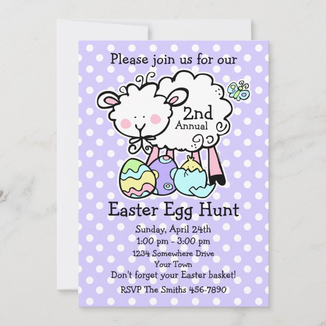 Petite invitation de chasse à oeuf de pâques (Devant)