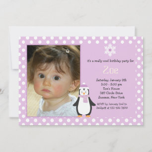 Petite invitation de photo de rose de pingouin