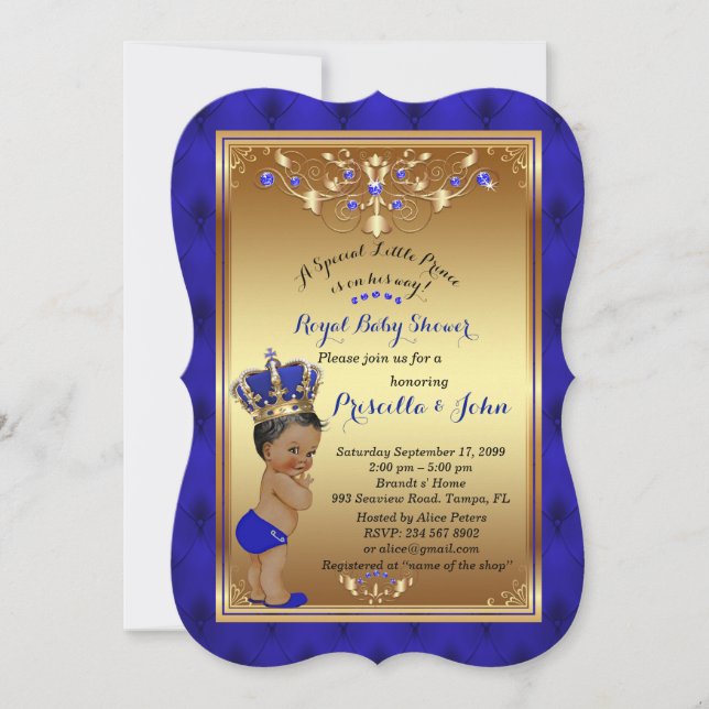 Petite invitation de prince baby shower, (Devant)