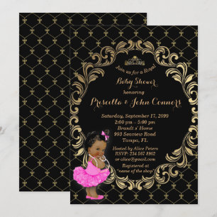 Petite invitation de princesse baby shower, noire