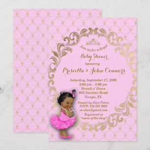 Petite invitation de princesse baby shower, or,