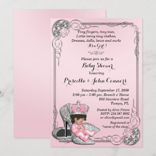 Petite invitation de princesse baby shower, rose