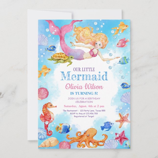 Petite invitation de sirène à l'anniversaire des e (Devant)