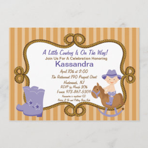 Petite invitation occidentale de baby shower de
