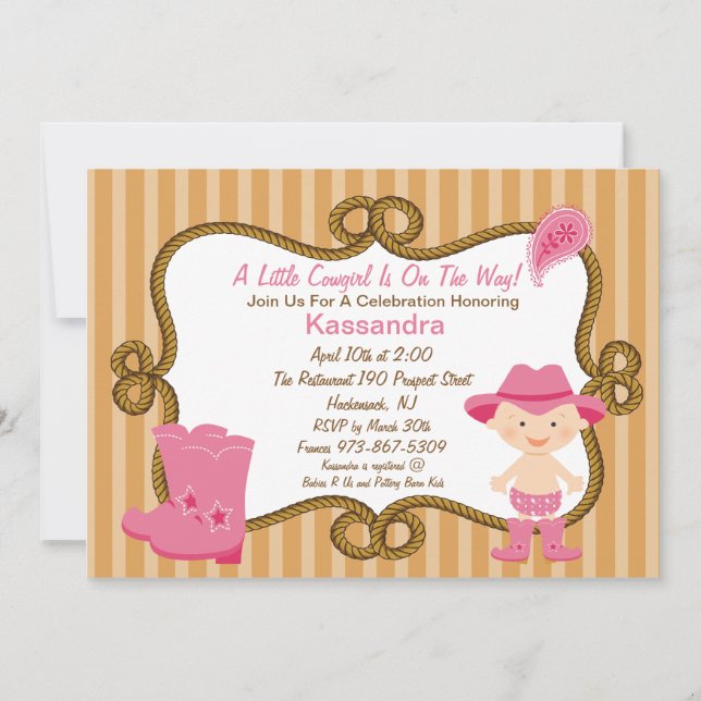 Petite invitation occidentale de baby shower de (Devant)