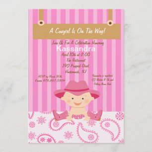 Petite invitation occidentale de baby shower de