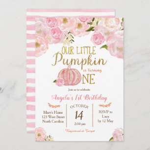 Petite invitation rose d'anniversaire d'automne de