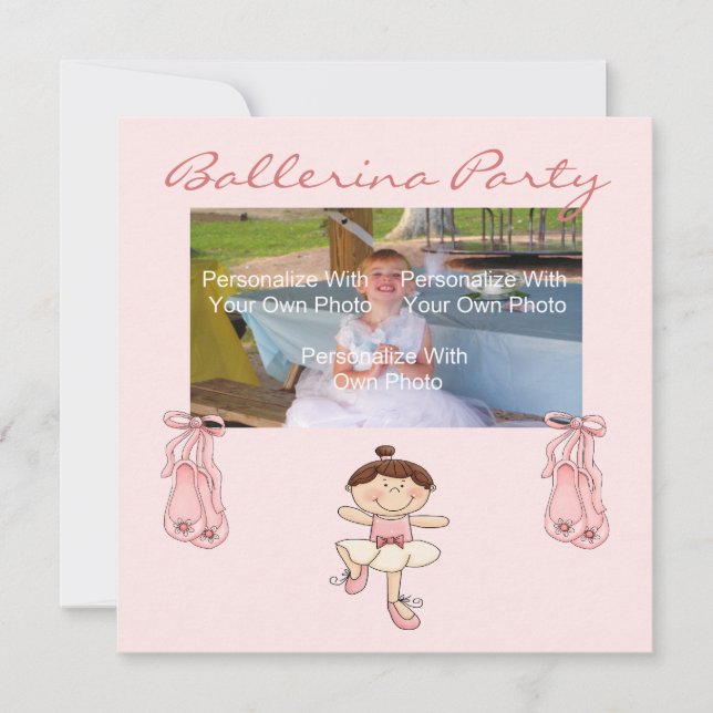 Petite invitation rose de partie de ballerine (Devant)