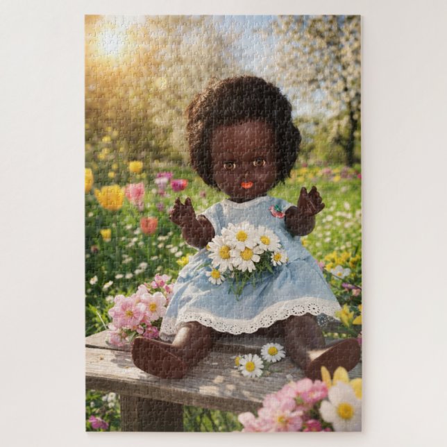 Petite jardinière dans la mer de fleurs Puzzle (Vertical)