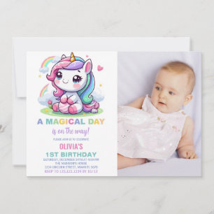 Petite licorne Invitations d'anniversaire avec pho