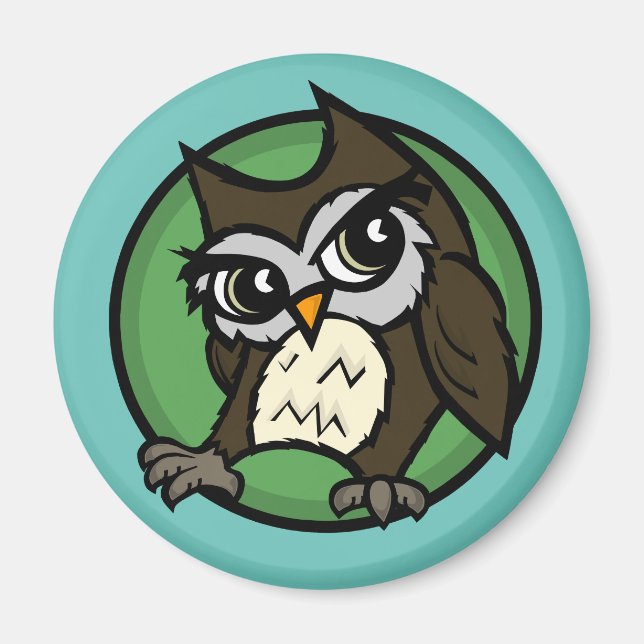 PETITE MAGNET ROND DE STYLE DE CARTOON OWL (Devant)
