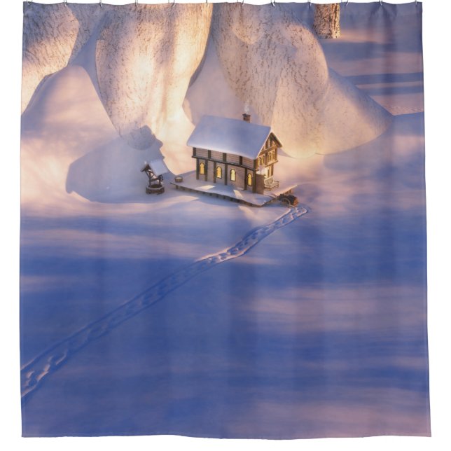 Petite maison dans le rideau de douche à neige (Devant)
