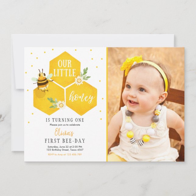 Petite Miel Invitation Anniversaire Bee Day Bee Pa (Devant)