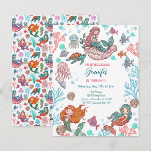 Petite mignonne Petite Sirène Invitation Anniversa