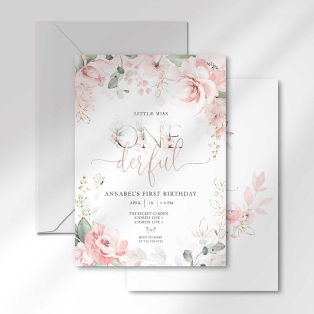 Petite Miss Merveilleuse Invitation Florale Rose (Créateur téléchargé)