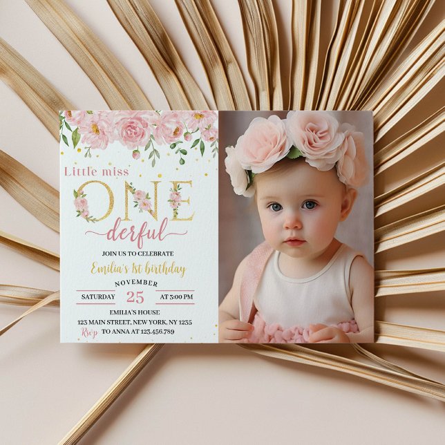 Petite Miss Onederful Floral Invitation d'annivers (Créateur téléchargé)