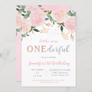 Petite Miss Onederful Invitation d'anniversaire