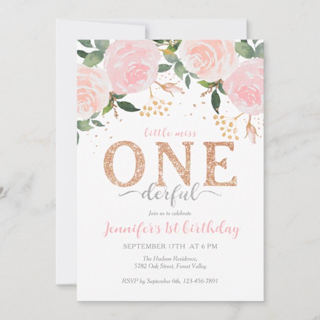 Petite Miss Onederful Invitation d'anniversaire (Devant)