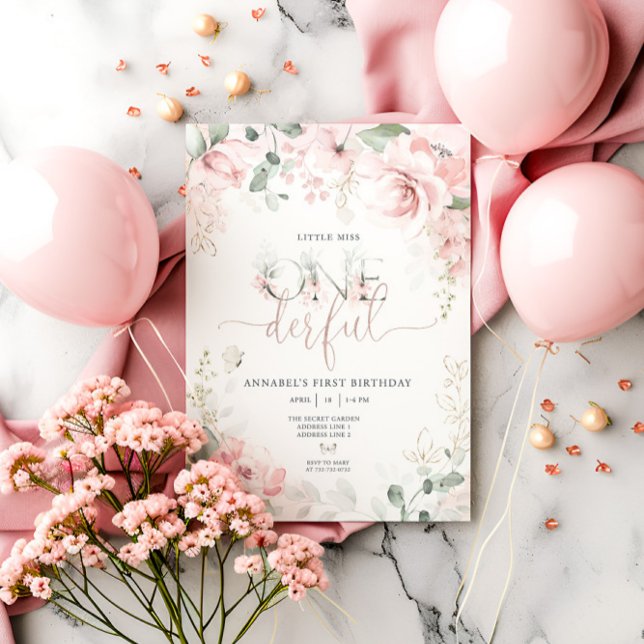 Petite Miss Onederful Real Foil Invitation (Créateur téléchargé)