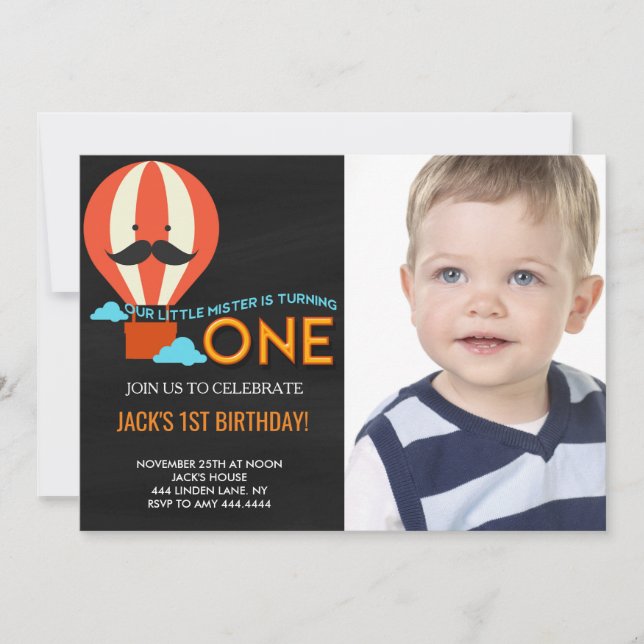 Petite Mister Chalkboard Boy Invitation Anniversai (Devant)