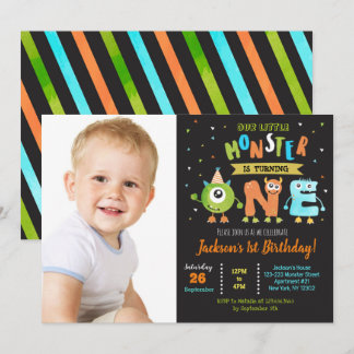 Petite Monster 1er anniversaire Invitations de fêt