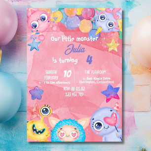 Petite Monster Invitation fête d'anniversaire