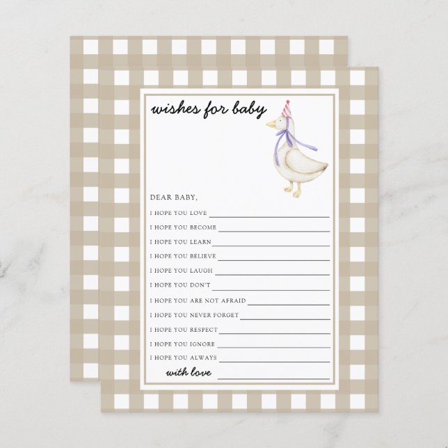 Petite oie Voeux pour bébé (Devant / Derrière)