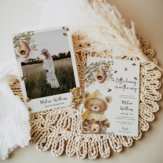 Petite Ours de Miel Baby shower photo Invitation (Créateur téléchargé)
