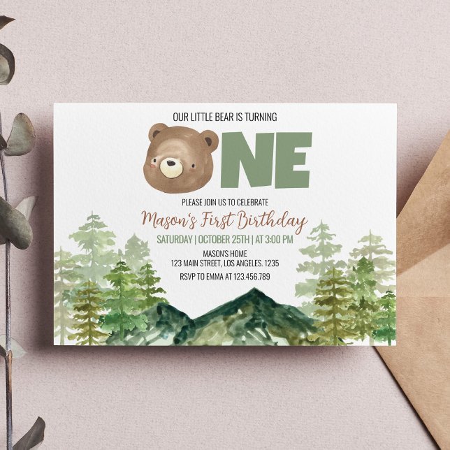 Petite Ours Tourne un 1er anniversaire Invitation (Créateur téléchargé)