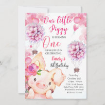 Petite petite Piggy Invitation Anniversaire
