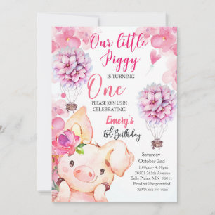 Petite petite Piggy Invitation Anniversaire