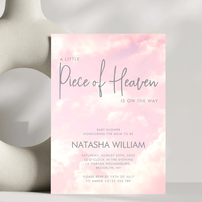 Petite pièce du ciel nuages roses Invitation (Créateur téléchargé)