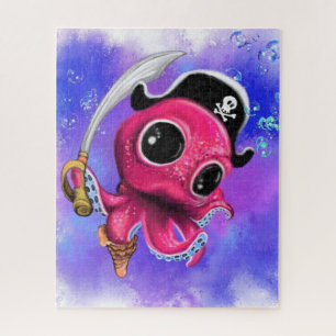 Petite pieuvre rose Pirate Puzzle drôle Caricature