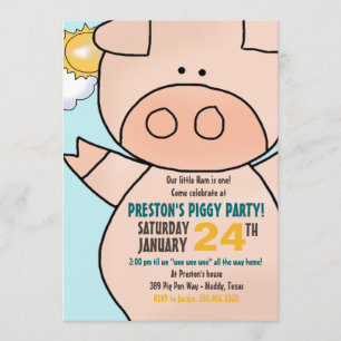 Petite Piggy Anniversaire Fête Invitation