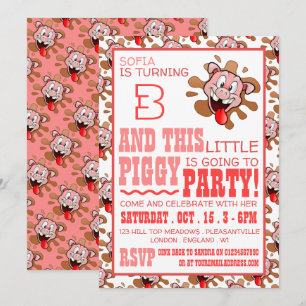 Petite Piggy Anniversaire Fête Invitation